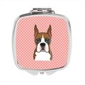 Carolines Treasures Checkerboard Pink Boxer Compact Mirror- 2.75 x 3 x .3 In. BB1223SCM